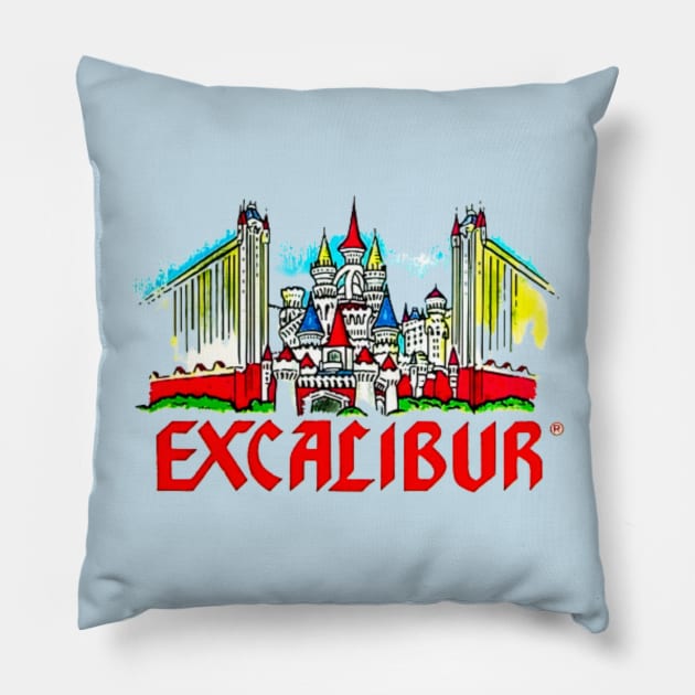 Excalibur Las Vegas Hotel Casino Retro Vintage Pillow by Ghost Of A Chance 