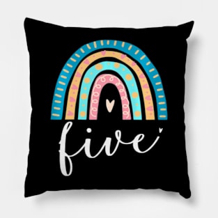 Kids Five Year Old Rainbow 5Th Birthday For Girls 5 Bday Pillow