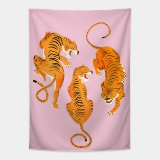 Three fierce tigers Tapestry