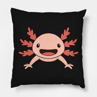 Axolotl Friends Swimming Together Pattern in Pink and Blue Pillow