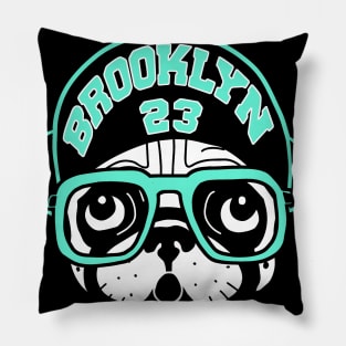 Brooklyn Spike Pug match Jordan Light Aqua Pillow