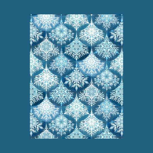 Icy Mermaid Snowflake Scales in Denim Blue by micklyn