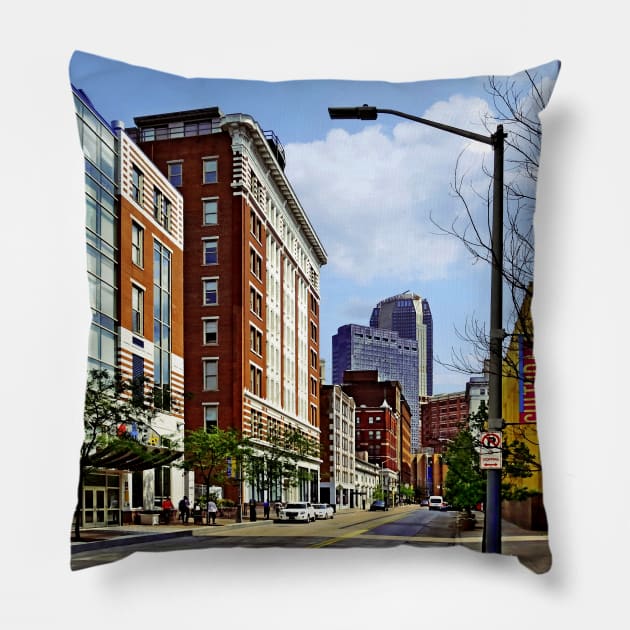 Pittsburgh PA - View Down Ninth Street Pillow by SusanSavad