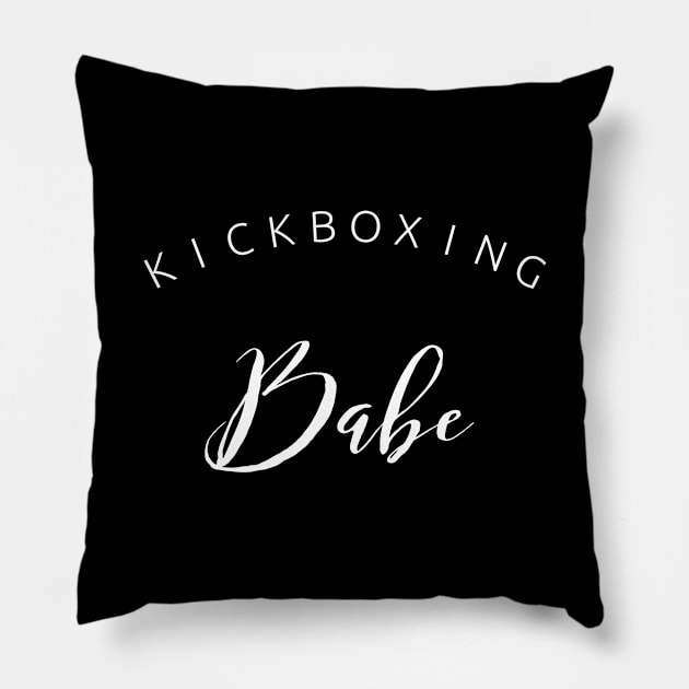 Kickboxing babe white fashion text female fighter design for women kickboxers Pillow by BlueLightDesign