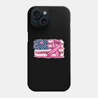 American Flag Pink Ribbon Leopard Breast Cancer Awarenes Phone Case