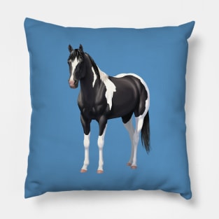 Beautiful Black Pinto Quarter Horse Paint Stallion Pillow