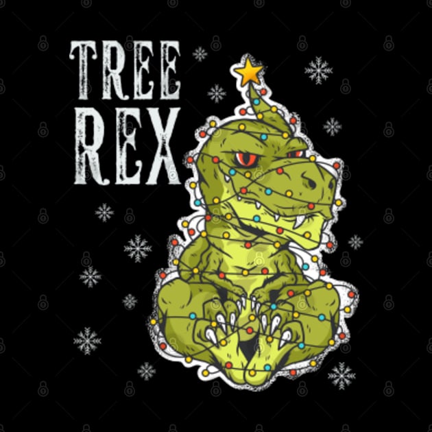 Christmas Dinosaur Tree Rex - Black by Happy Hour Vibe