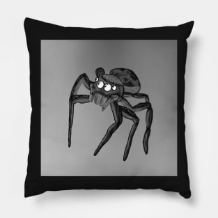 Jumping Spider Drawing V29 (Black) Pillow