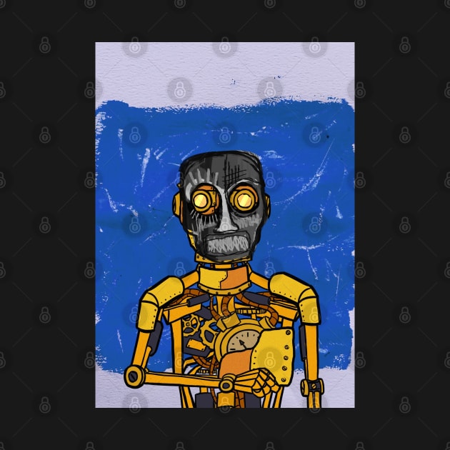 Love NFT - A Golden Affair: Golden Robot Character with Street Mask and Glass Eyes by Hashed Art