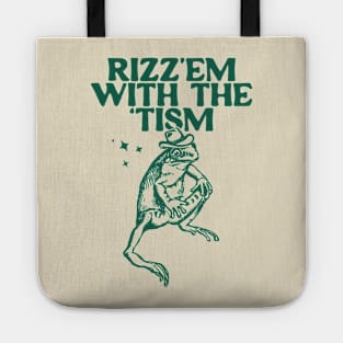 Rizz Em With The Tism Vintage T-Shirt, Retro Funny Frog Shirt, Frog Meme Tote