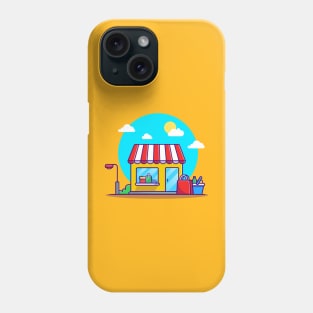 Shop Cart And Shop Building Cartoon Phone Case