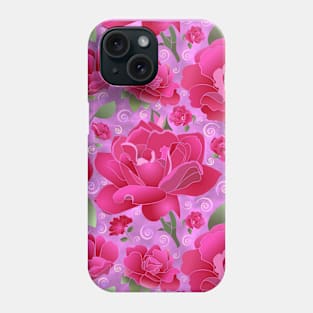 Cut Roses Magenta on Lavender Square Small Phone Case