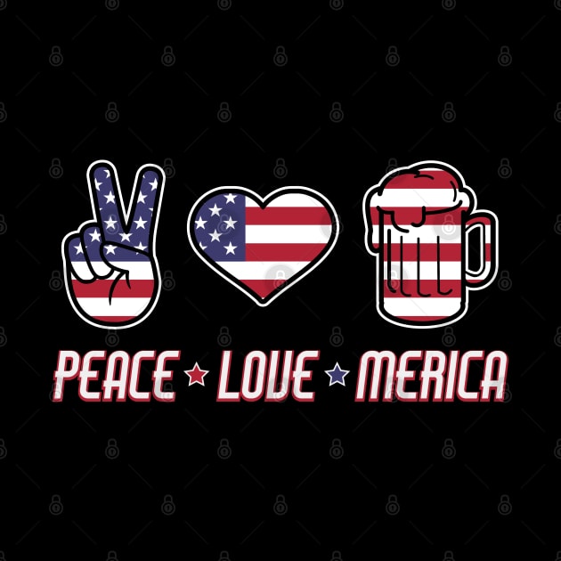 Peace Love Merica American Flag 4th of July by aneisha