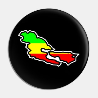 Pender Island Silhouette in Rasta Rastafarian Flag Colours - Rastafari - Pender Island Pin