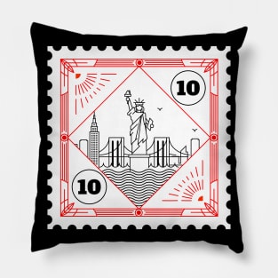 New York Stamp Design Pillow