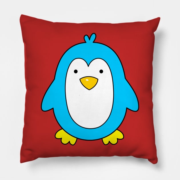 Blue Baby Penguin Pillow by samshirts