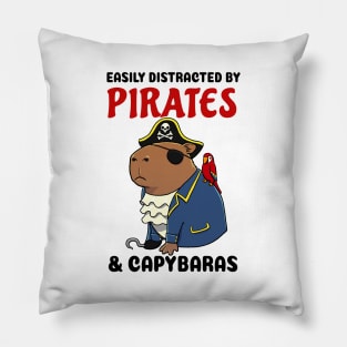 Easily Distracted by Pirates and Capybaras Pillow