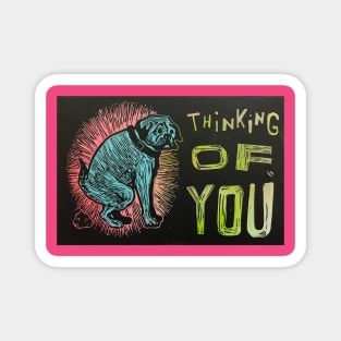 thinking of you dog poop sarcastic pop art pug bulldog Magnet