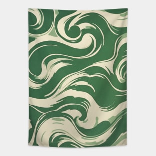 Abstract Swirl 70s Retro Green Tapestry