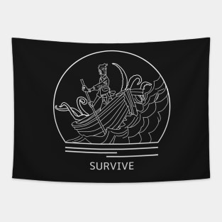 Survive: Escape From Atlantis Minimalist Line Drawing - Board Game Inspired Graphic - Tabletop Gaming  - BGG Tapestry