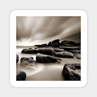 Victorian Coastal landscape Rock Waves Clouds Photo Magnet