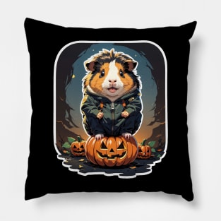 cute guinea pig with pumpkins Pillow