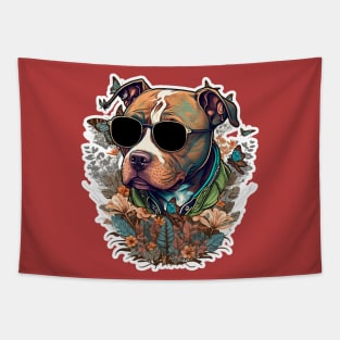 A Cool Pitbull illustration Tapestry