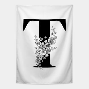 T alphabet Botanical cherry blossom sakura flowers Tapestry