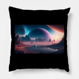 Beautiful scenery on another planet Pillow