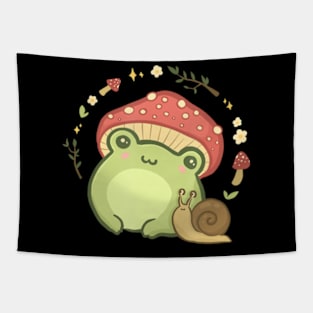 Cottagecore Aesthetic Frog Snail Cute Vintage Tapestry