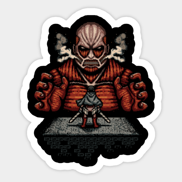 Attack On Titan Colossal Titan Wall Pixel Art Attack On Titan Sticker Teepublic Attack on titan wallpaper, digital art, artwork, anime, anime boys. attack on titan colossal titan wall pixel art