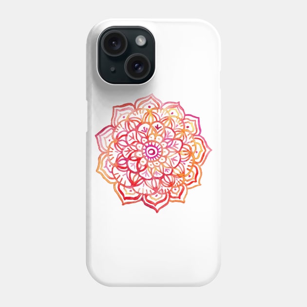 Watercolor Medallion in Sunset Colors Phone Case by micklyn