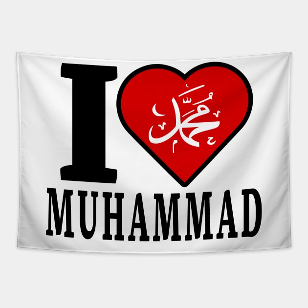 I Love Muhammad Tapestry by MZeeDesigns