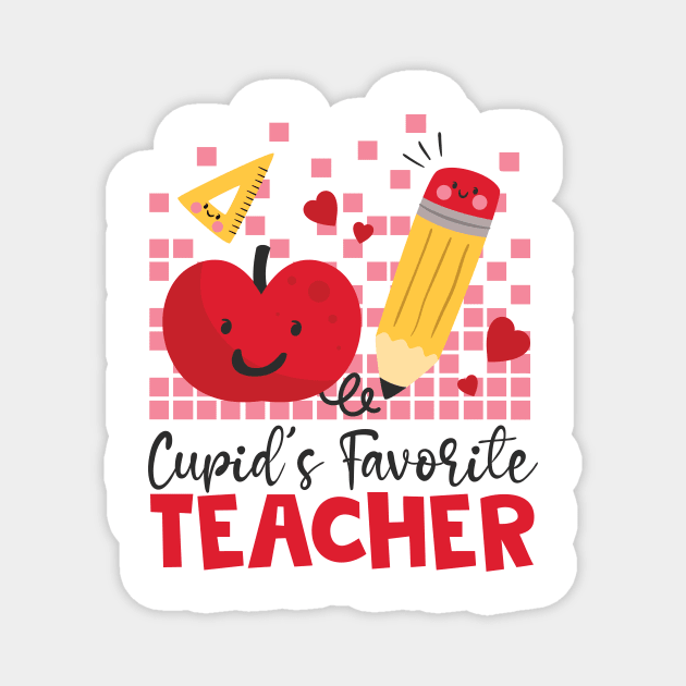 Retro Cupid's Favorite Teacher, Teacher Valentines Day Gift Magnet by mcoshop