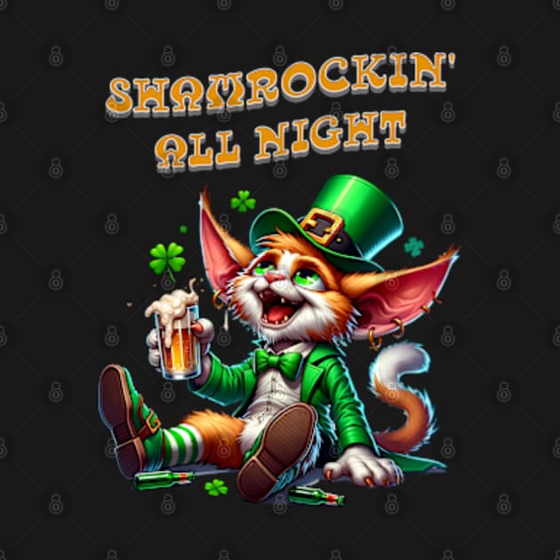 St Patricks day leprechaun cat - Shamrockin‘ all night by BrisaArtPrints