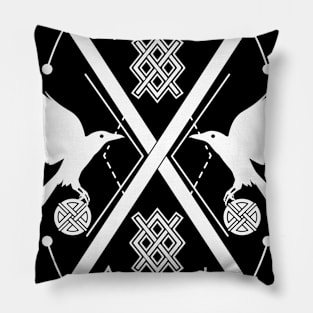 Twin Ravens of Odin | Norse Pagan Symbol Pillow