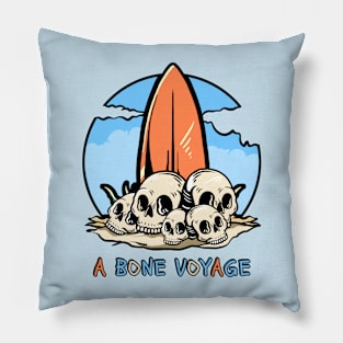 Bone Voyage: Surf and Skull Design Pillow