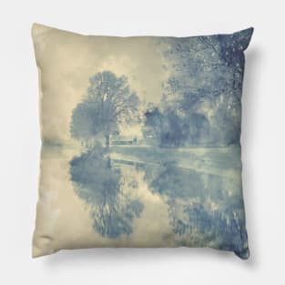 Misty Winter Landscape Pillow