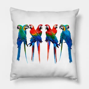 Beautiful Macaws. The Scarlet Macaw, Greenwing Macaw and The Blue and Gold Macaw lovely design for parrot lovers. Pillow