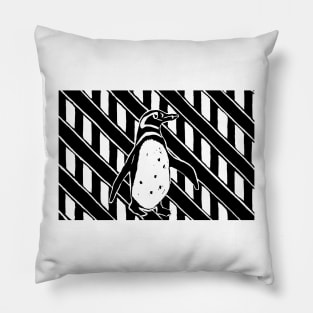 Penguin & Stripes Linocut Pillow