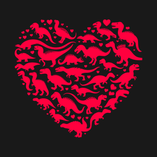 Dinosaurs Heart Valentines day T-Shirt