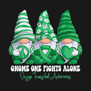 Funny Gnomies Organ Transplant Awareness Month Green Ribbon Gift Idea T-Shirt