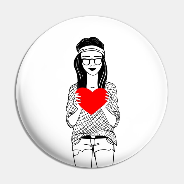 Stylish girl in shorts with big heart Pin by fears