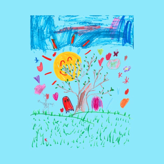 Sunny Day for Optimistic Ghosts - Homeschool Art Class 2021/22 Artist Collab T-Shirt by Steph Calvert Art