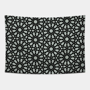 Grey and Black Star Moroccan Star Pattern Tapestry