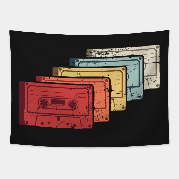 Retro Vintage Cassette Tapes Tapestry by MeatMan