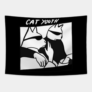 Cat Youth Cool Indie 90s Rock Music Aesthetic Tapestry