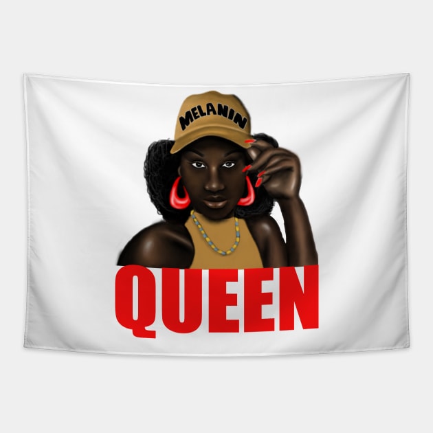 Afro Melanin Queen Black Pride Gift Tapestry by Merchweaver