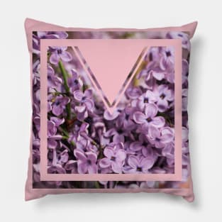 Letter M/V purple flowers Pillow