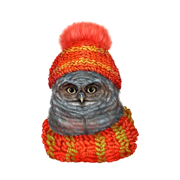 Owl in a hat and scarf. by Magical Forest